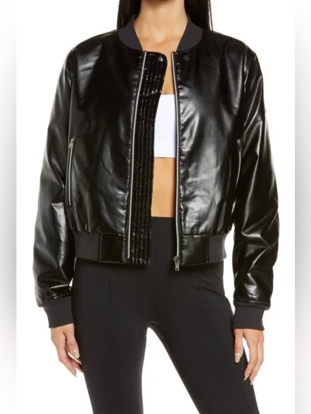 ALO FAUX LEATHER BOMBER JACKET SIZE M